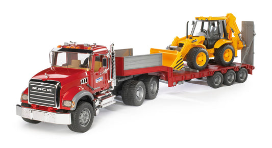 02813 MACK Granite Flatbed Truck with JCB Loader backhoe