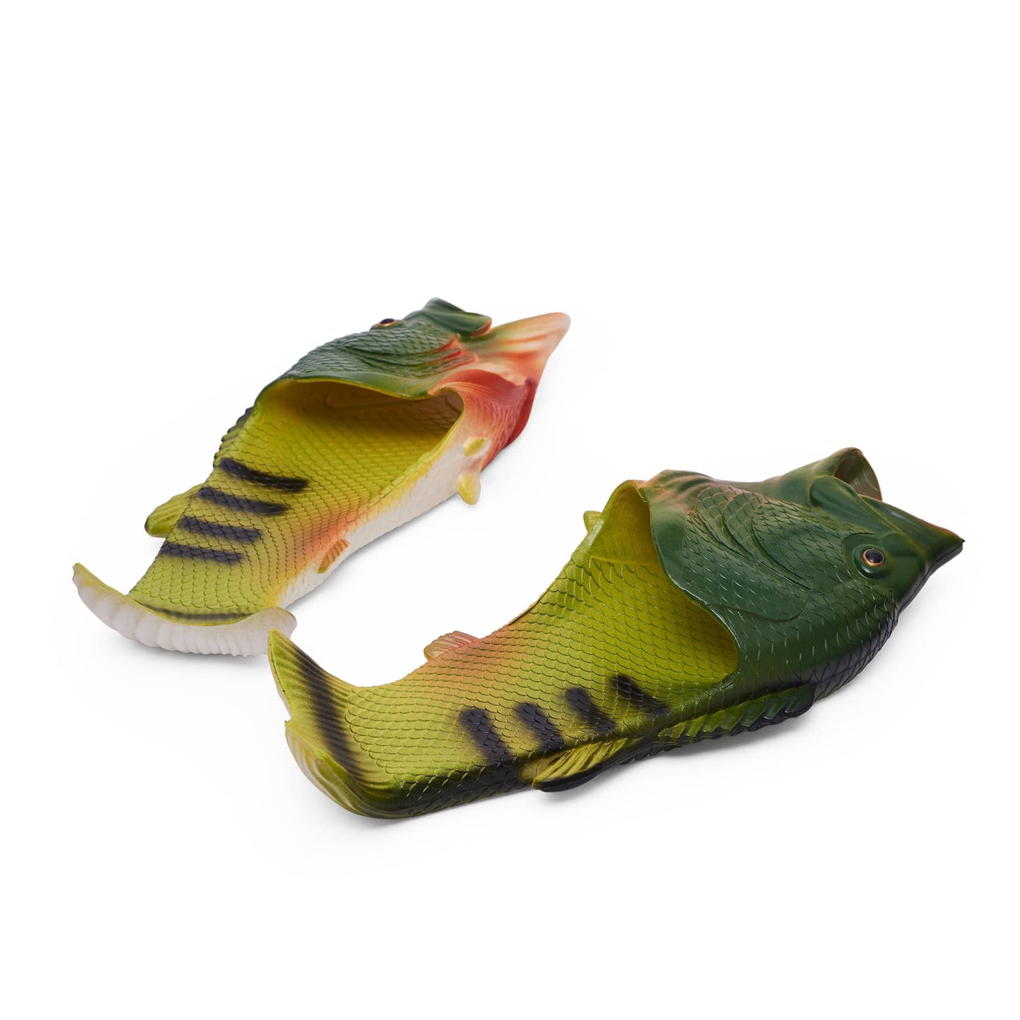 Coddies Fish Flip Flops | Bass Fish Slippers, Fish Shoes: Green Bass / 9-10 Men | 10-11 Women