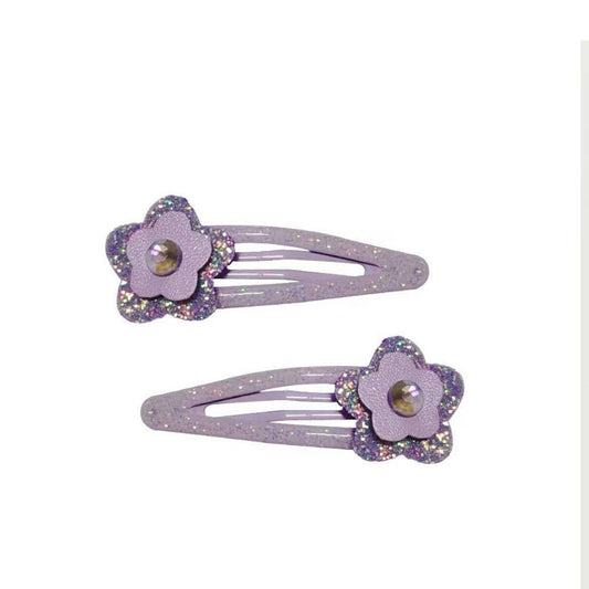 Lauren Hinkley Australia - Purple Glitter Flower Hair Clips