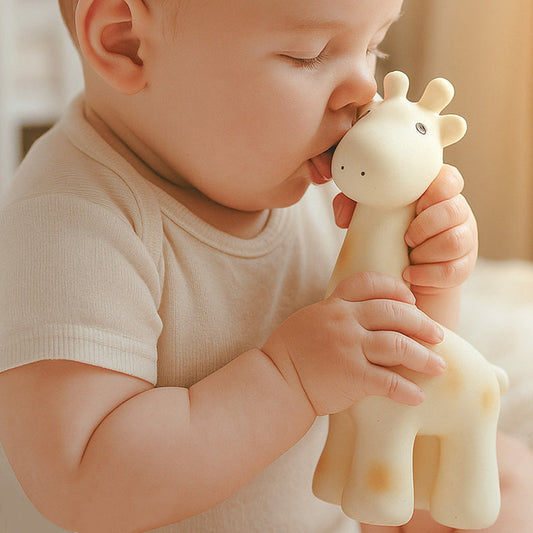 Giraffe Organic Natural Rubber Rattle, Teether & Bath Toy