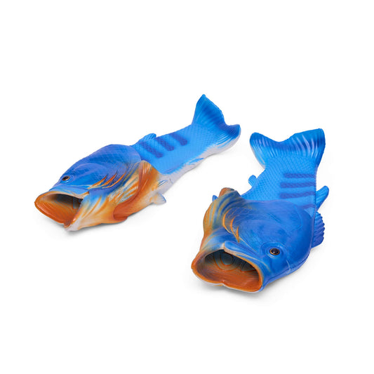 Coddies Fish Flip Flops | Bass Fish Slippers, Fish Shoes: Blue Tuna / 10-11.5 Men | 11-12 Women