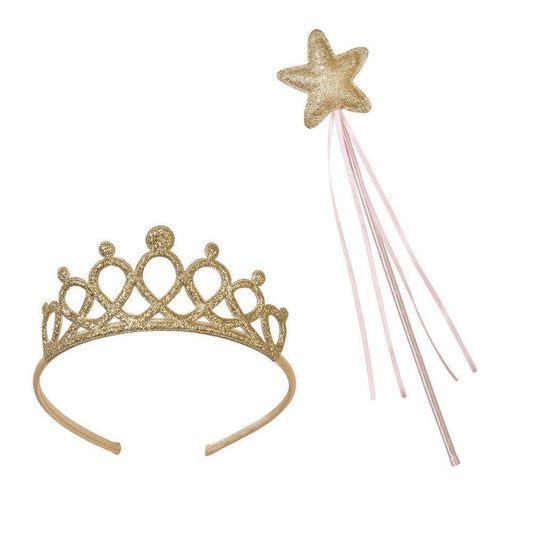 Pink & Gold Wand & Tiara Set  | Kids Dress Up Accessory |